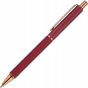 DŁUGOPIS METALOWY bordowy matowy ELEGANCKI ze złoceniami automatyczny - Długopisy - miniaturka - grafika 1