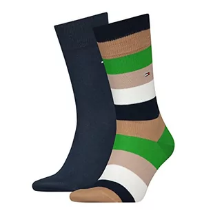 Tommy Hilfiger Męskie skarpety TH Men 2P Lighthouse Stripe CLSSC, Green Combo, 43/46, Green Combo., 43-46 EU - Skarpetki męskie - miniaturka - grafika 1