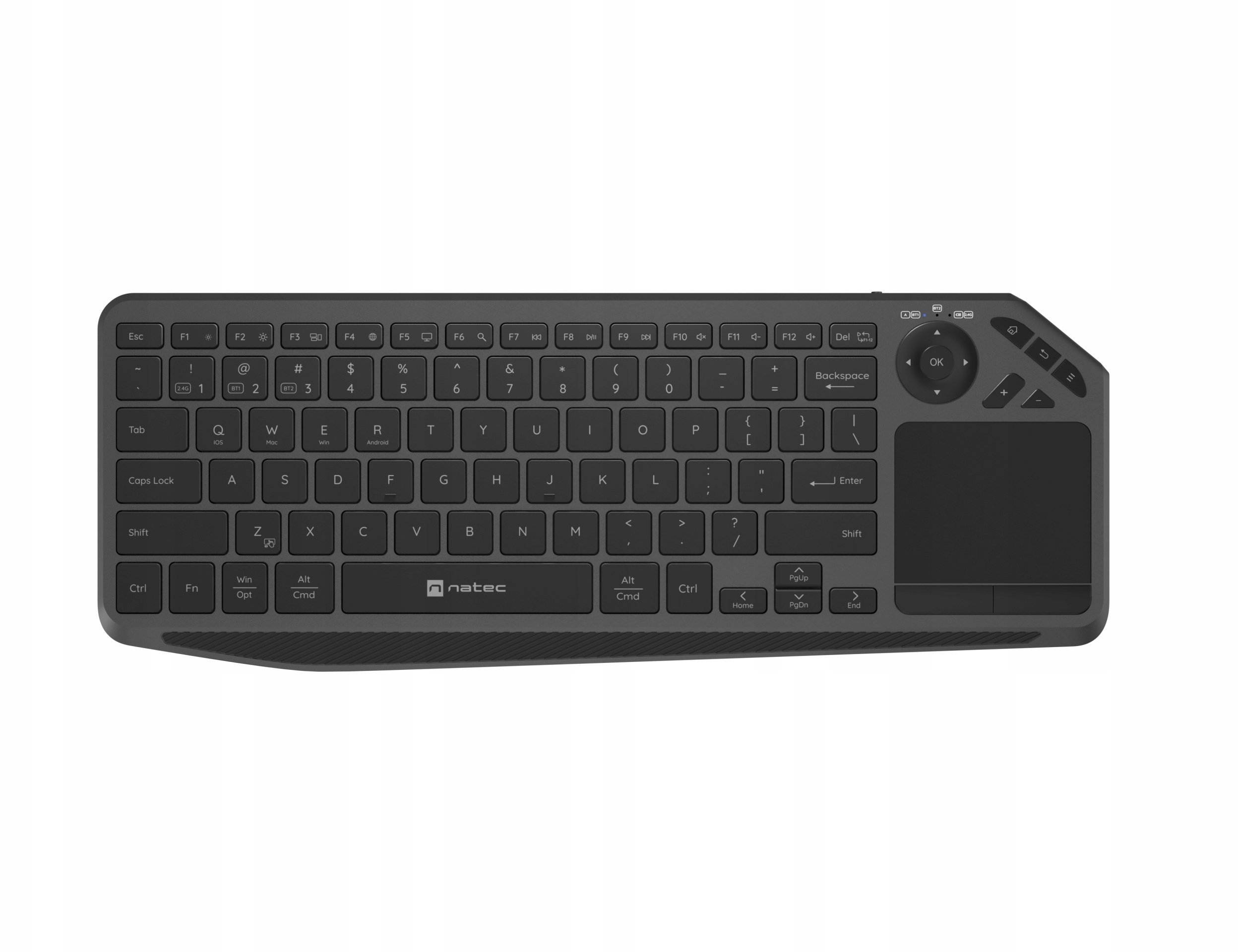 KLAWIATURA DO SMART TV NATEC TURBOT 2 US BEZPRZEWODOWA BT+2.4GHZ X-SCISSORS Z TOUCHPADEM SLIM NKL-2317