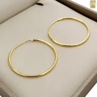 Kolczyki - Złote Kolczyki Koła Kółka 3Cm Srebro Próba 925 Złoto 585 Pozłacane Prezent - miniaturka - grafika 1