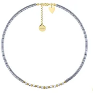 Naszyjniki - Damski naszyjnik grafitowy hematyt i złote serduszko do grawerowania stal szlachetna - Manoki - miniaturka - grafika 1