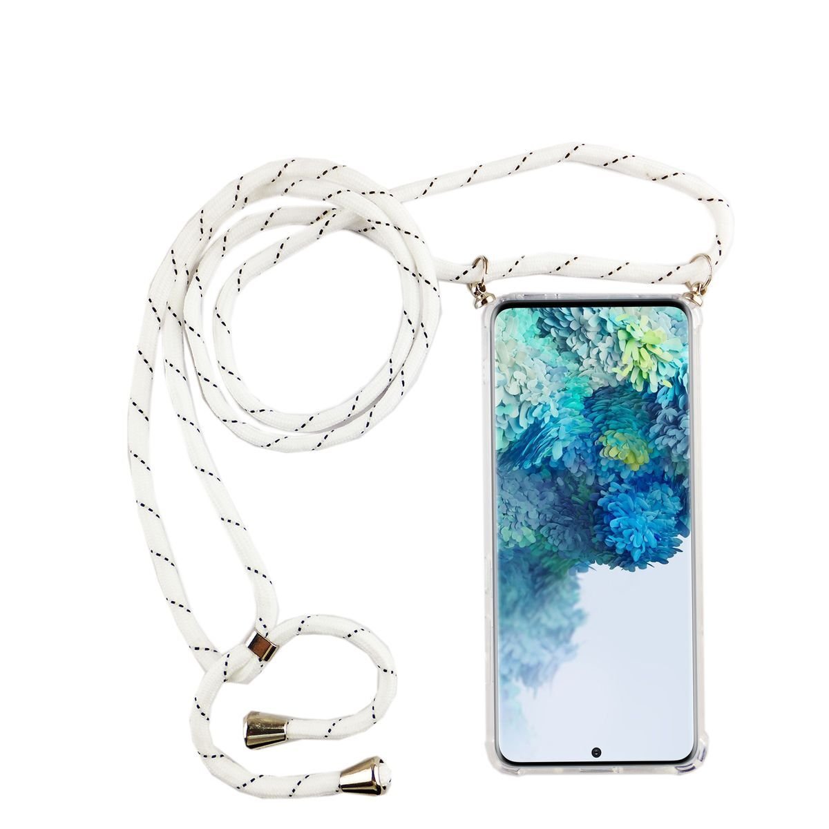 Samsung Galaxy etui na telefon komórkowy z łańcuszkiem smukłe etui na telefon komórkowy etui na przewód pasek, Do telefonu komórkowego: Samsung Galaxy S10, Wybierz pasek: biały odblaskowy