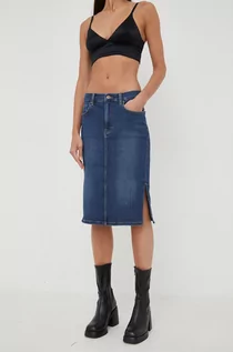 Spódnice - Lee spódnica jeansowa kolor granatowy mini ołówkowa - grafika 1