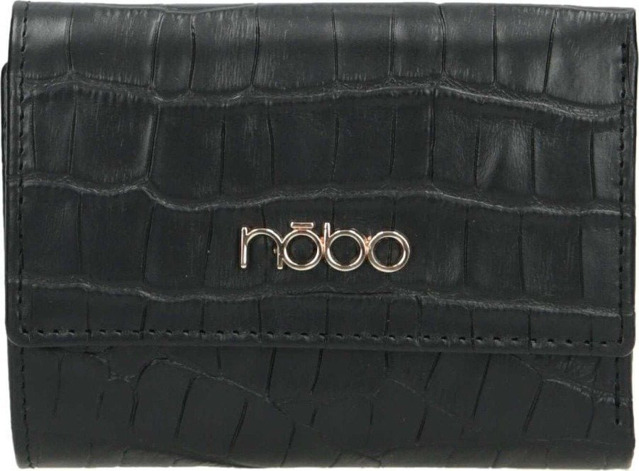 Nobo Portfel Damski Skórzany Nobo Wężowy Matowy Czarny