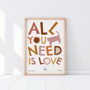 Dekoracje domu - All You Need Is Love – Plakat A3 Do Dziecięcego Pokoju W Stylu Boho - miniaturka - grafika 1