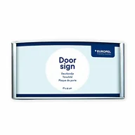 Systemy ekspozycyjne i znaki informacyjne - Europel EUROPEL znak na drzwi, prosty i elegancki, lekko zakrzywiony, 21 x 8 cm. Mocowanie na śrubę lub klej, orientacja pionowa lub pozioma, osłona z PCW, kolor srebrny/czarny, w zestawie materiały montażowe 355505 - miniaturka - grafika 1