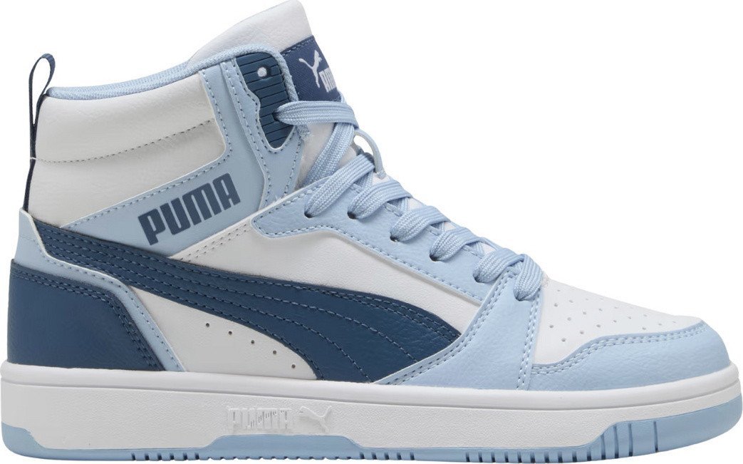 Buty dla dzieci Puma Rebound V6 Mid biało-niebieskie 393831 32 38,5