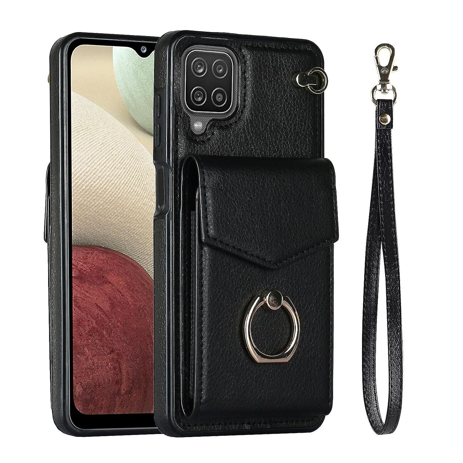 Eleganckie wielofunkcyjne etui z portfelem do Samsung A42 5g z paskami, gniazdem na kartę, stojakiem na pierścień, ochroną aparatu, materiałem Pu, ...