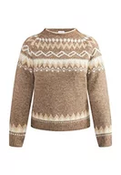 Swetry damskie - ALARY Damski sweter norweski 15424761-AL01, brązowy biały beżowy, XL/XXL, Brązowy, biały, beżowy, XL-XXL - miniaturka - grafika 1
