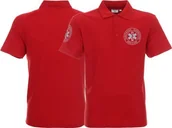 Odzież robocza - Promostars LPP - Koszulka Polo ratownicza czerwona męska odblaskowa - nadruk przód + rękawek - miniaturka - grafika 1