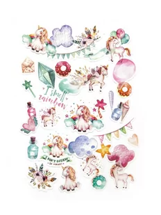 Naklejki Papierowe Jednorożce (40szt)- Półprodukt Dekoracyjny - Scrapbooking - miniaturka - grafika 1