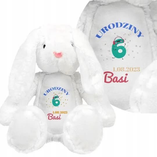 PRZYTULANKA Królik Personalizowany PREZENT na URODZINY Twoje IMIĘ KREATOR