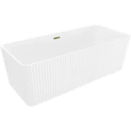 Wanny - Mexen Nila wanna wolnostojąca ryflowana 170 x 75 cm, biała, przelew złoty - 52841708000-50 - miniaturka - grafika 1