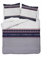 Pościel - Detexpol Pościel satynowa 220x200 biała granatowa marynarska 4920 A Home Satin 81 - miniaturka - grafika 1