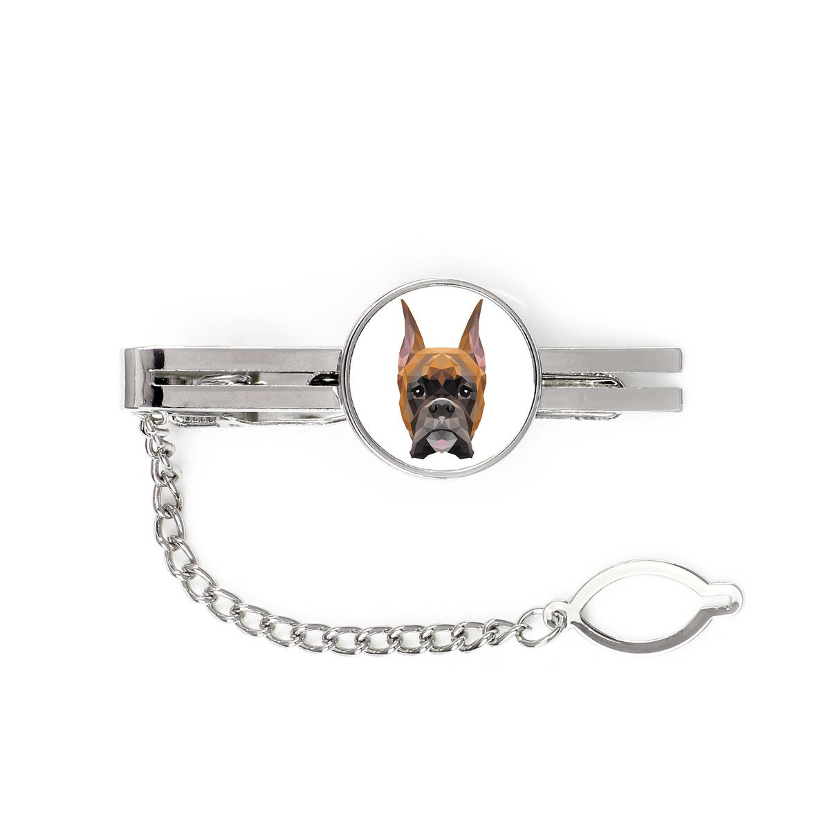 Bokser, Boxer I -geometryczna spinka ze zdjęciem i napisem do krawata Art-Dog