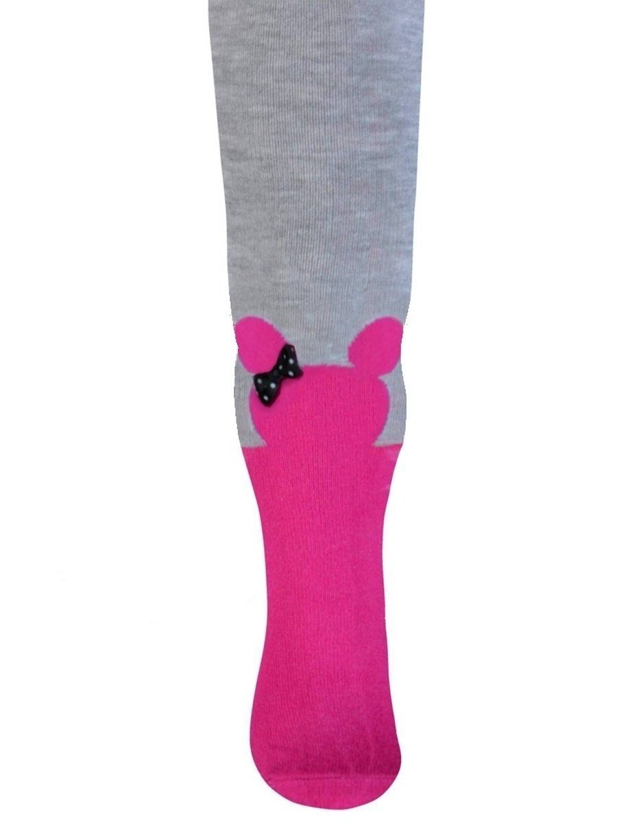 Dziewczęce rajstopy bawełniane szare myszka w kolorze fuksji Milusie
