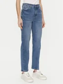 Spodnie damskie - Desigual Jeansy Aike 24WWDD16 Niebieski Straight Fit - miniaturka - grafika 1