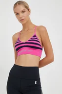 Bielizna sportowa damska - Reebok biustonosz sportowy kolor różowy wzorzysty - miniaturka - grafika 1