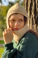 Czapki damskie - Kominiarka Balaclava z alpaki i merynosa ecru z nutą beżu - miniaturka - grafika 1