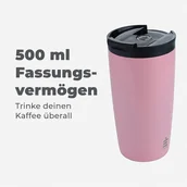 Kubki termiczne - Kubek termiczny termos na kawę herbatę różowy ze stali nierdzewnej 500 ml - miniaturka - grafika 1