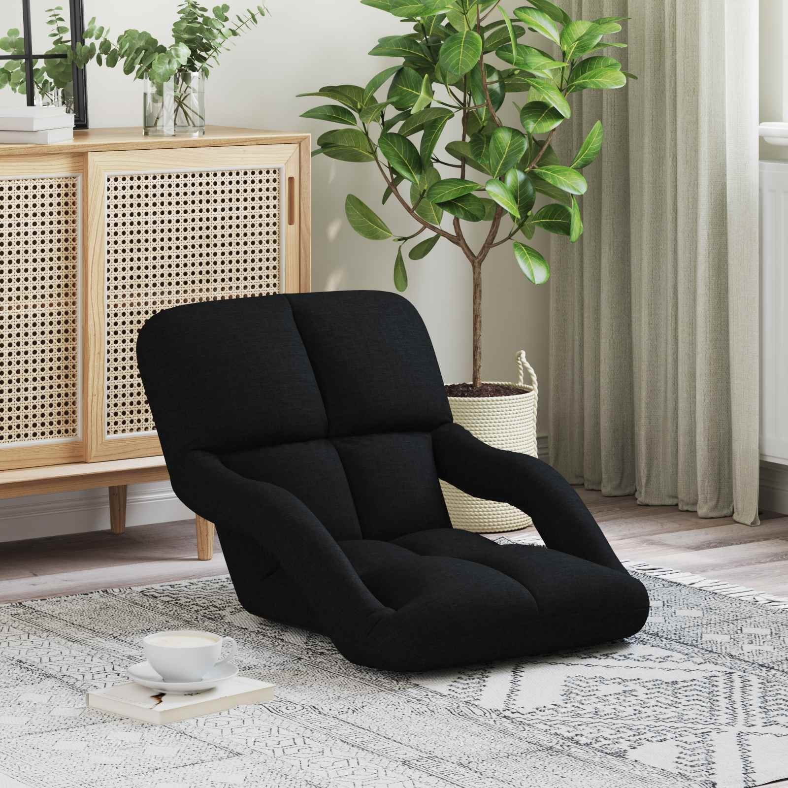 vidaXL vidaXL Regulowany fotel na podłogę Czarny 58 x 62 x 58 cm tkanina