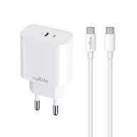Ładowarki do telefonów - Maxlife ładowarka sieciowa PD QC MXTC-06-20C 1x USB-C 20W biała + kabel USB-C - USB-C 20W - miniaturka - grafika 1