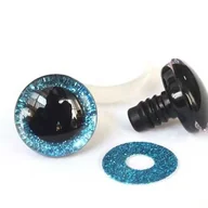 Prace ręczne dla dzieci - Oczy Oczka 16mm 1Para do maskotek brokatowe Niebieskie Bezpieczne - miniaturka - grafika 1