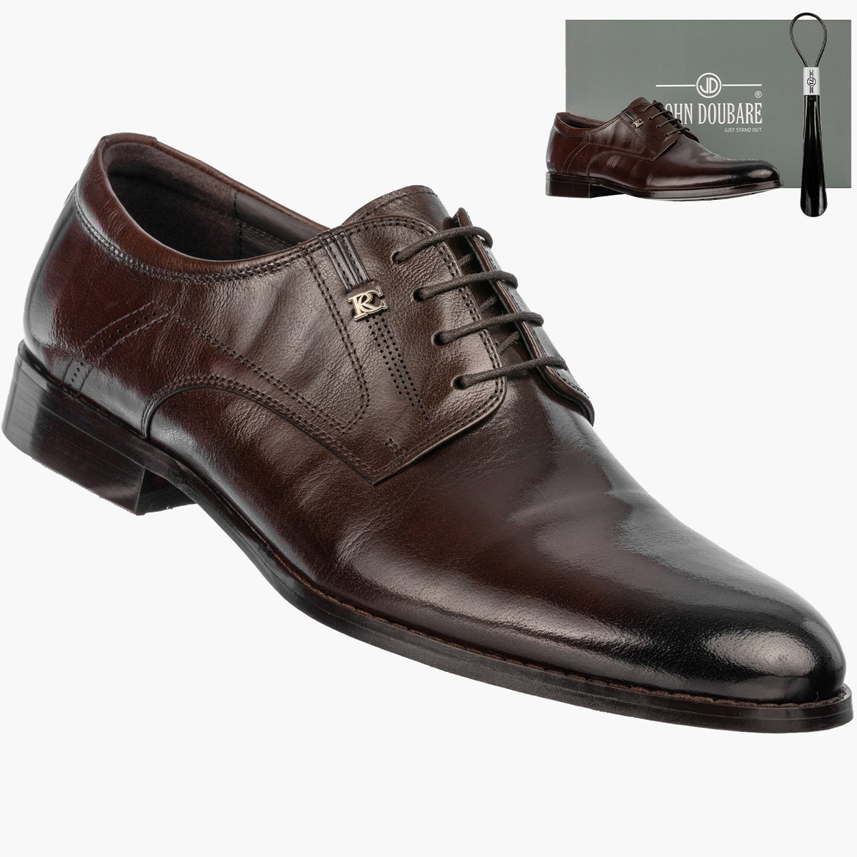 Buty Wizytowe Męskie Skórzane JOHN DOUBARE Skórzane Eleganckie Oxford Brązowe Brązowy 41