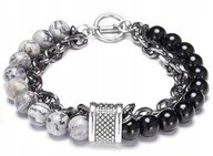 Bransolety męskie - Bransoletka Męska KORALIKI Łańcuszek ze Stali Punk - miniaturka - grafika 1