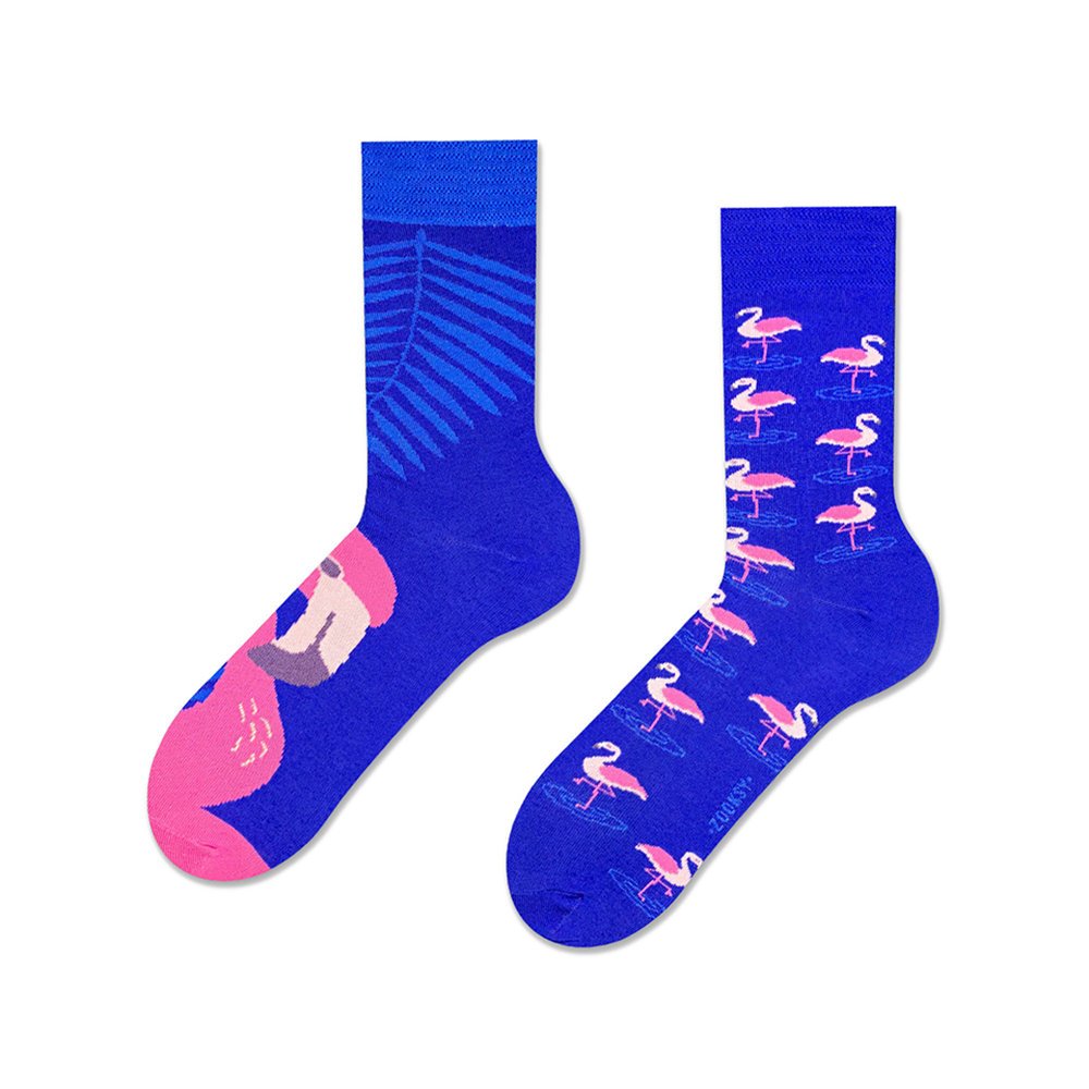 ZOOKSY kolorowe skarpetki damskie w zwierzęta r.36-40 1 para, długie skarpetki we flamingi - mixTURY PINK FLAMINGO