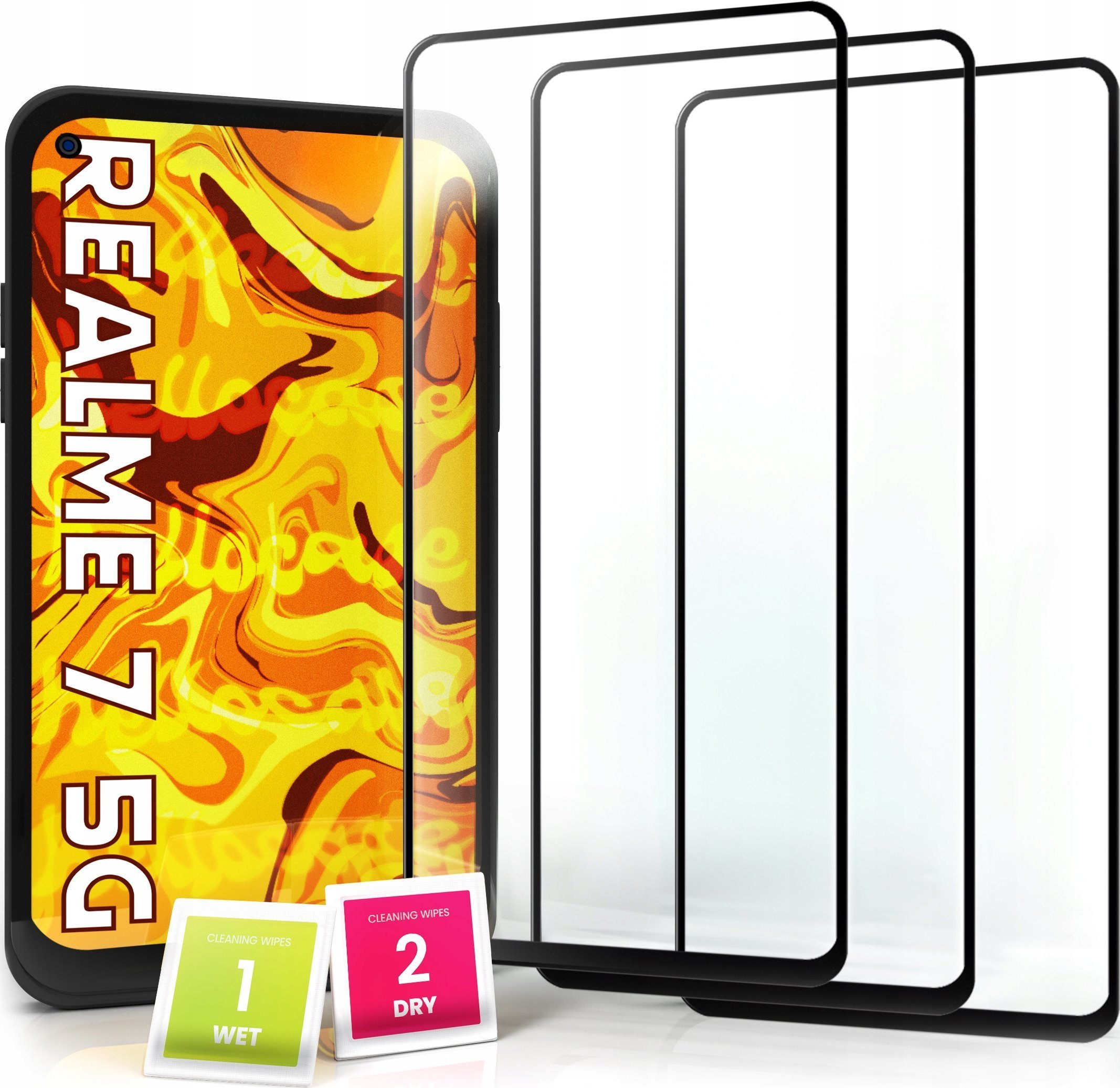 Hello Case 3-pak SZKŁO HARTOWANE DO Realme 7 5G na cały ekran 9H ochronne 5D
