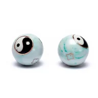 Akcesoria do masażu - Kule do masażu z symbolem YIN YANG biało-zielone (3,5 cm) - miniaturka - grafika 1