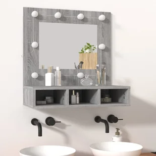 Lumarko Szafka z lustrem i LED, szary dąb sonoma, 60x31,5x62 cm - Toaletki - miniaturka - grafika 13