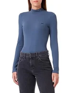 Koszulki i topy damskie - Lee Damska koszulka Ribbed Ls High Neck, niebieski, L - miniaturka - grafika 1