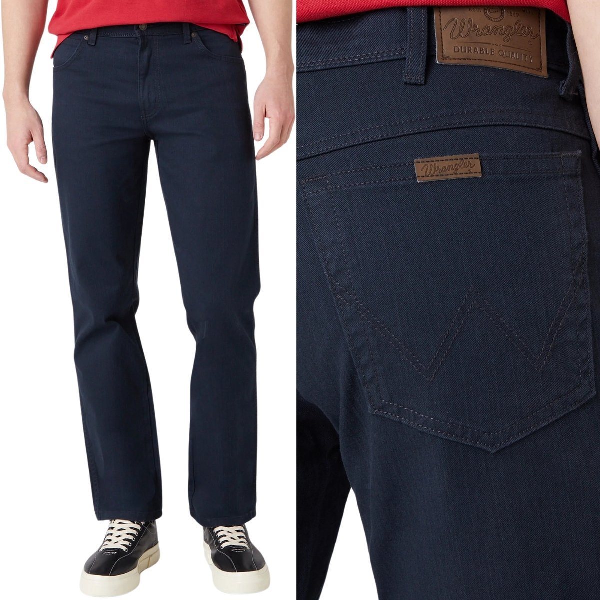 Wrangler REGULAR Navy DURABLE JEANS KLASYKA GATUNKU GRANATOWY DżINS W32 L34