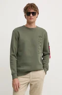 Bluzy męskie - Alpha Industries bluza męska kolor zielony z aplikacją 138300 - miniaturka - grafika 1