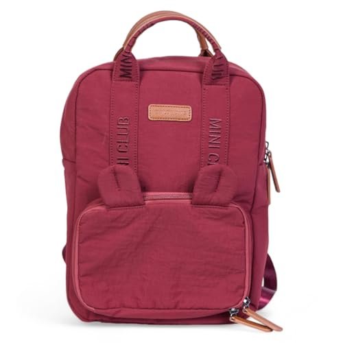 CHILDHOME, Plecak, dla niemowląt, plecak dziecięcy, tornister dziecięcy, torba chłodząca, komora na lunch, solidny, materiał bawełniany, moja pierwsza torba, 7 l, mini klub, bordowy