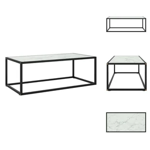 vidaXL Stolik kawowy czarny z białym szkłem o marmurowym wyglądzie 100x50x35 cm - Stoliki kawowe - Ławy i stoliki kawowe - miniaturka - grafika 1
