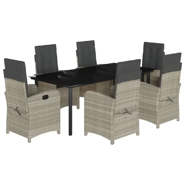 Zestaw mebli ogrodowych rattan PE jasnoszary z czarnym stołem 200x100x74 c