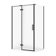 Kabiny prysznicowe - Kabina prysznicowa Cersanit Jota 120x90x195 prostokątna czarny transparentne z brodzikiem tako slim 4cm biały S601-399 - miniaturka - grafika 1