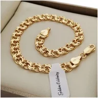 Bransolety męskie - Męska Złota Bransoletka Garibaldi Srebro 925 + Złoto 585 Prezent Dla Faceta - miniaturka - grafika 1