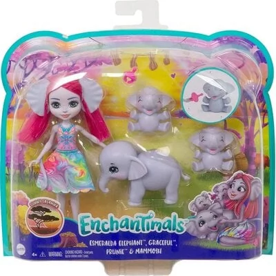 Mattel Enchantimals Rodzina wielopaki Esmeralda i słonie GTM30