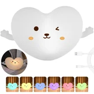 Lampy stojące - Lampka nocna w kształcie SERCA Lampka nocna dla dzieci SILIKONOWA na USB - miniaturka - grafika 1