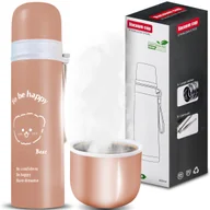 Kubki termiczne - Termos Stalowy Próżniowy Termiczny Kubek Bidon 500Ml 0,5L Na Kawę Xxl Brązowy - miniaturka - grafika 1