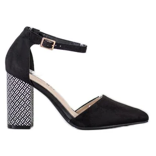 Goodin Czółenka Z Ozdobnymn Obcasem czarne - Czółenka - miniaturka - grafika 1