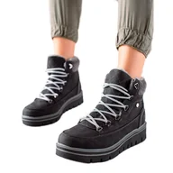 Botki damskie - Goodin Wygodne Casualowe Traperki czarne - miniaturka - grafika 1