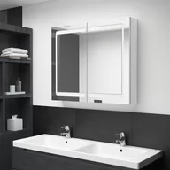 Szafki łazienkowe - vidaXL vidaXL Szafka łazienkowa z lustrem i LED lśniąca biel 80x12x68 cm 326517 - miniaturka - grafika 1