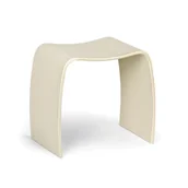 Fotele i krzesła biurowe - Drewniany stołek BENTWOOD II, eko skóra, kremowy - miniaturka - grafika 1