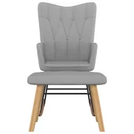 Fotele - vidaXL Fotel bujany z podnóżkiem, jasnoszary, obity tkaniną - miniaturka - grafika 1