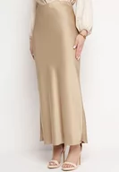 Spódnice - Beżowa Satynowa Spódnica Maxi Shapas - miniaturka - grafika 1